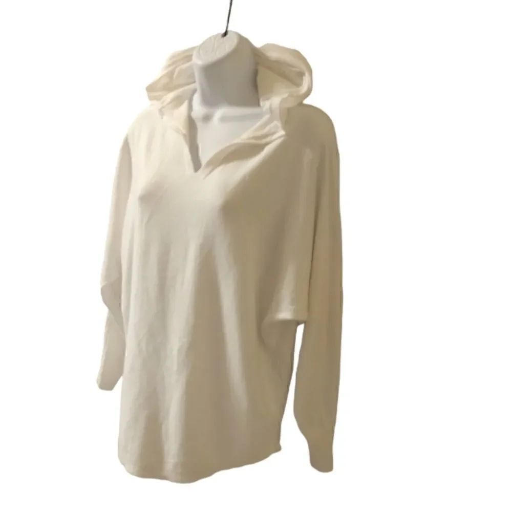 Aaeda hooded white pullover sweater sweatshirt size S